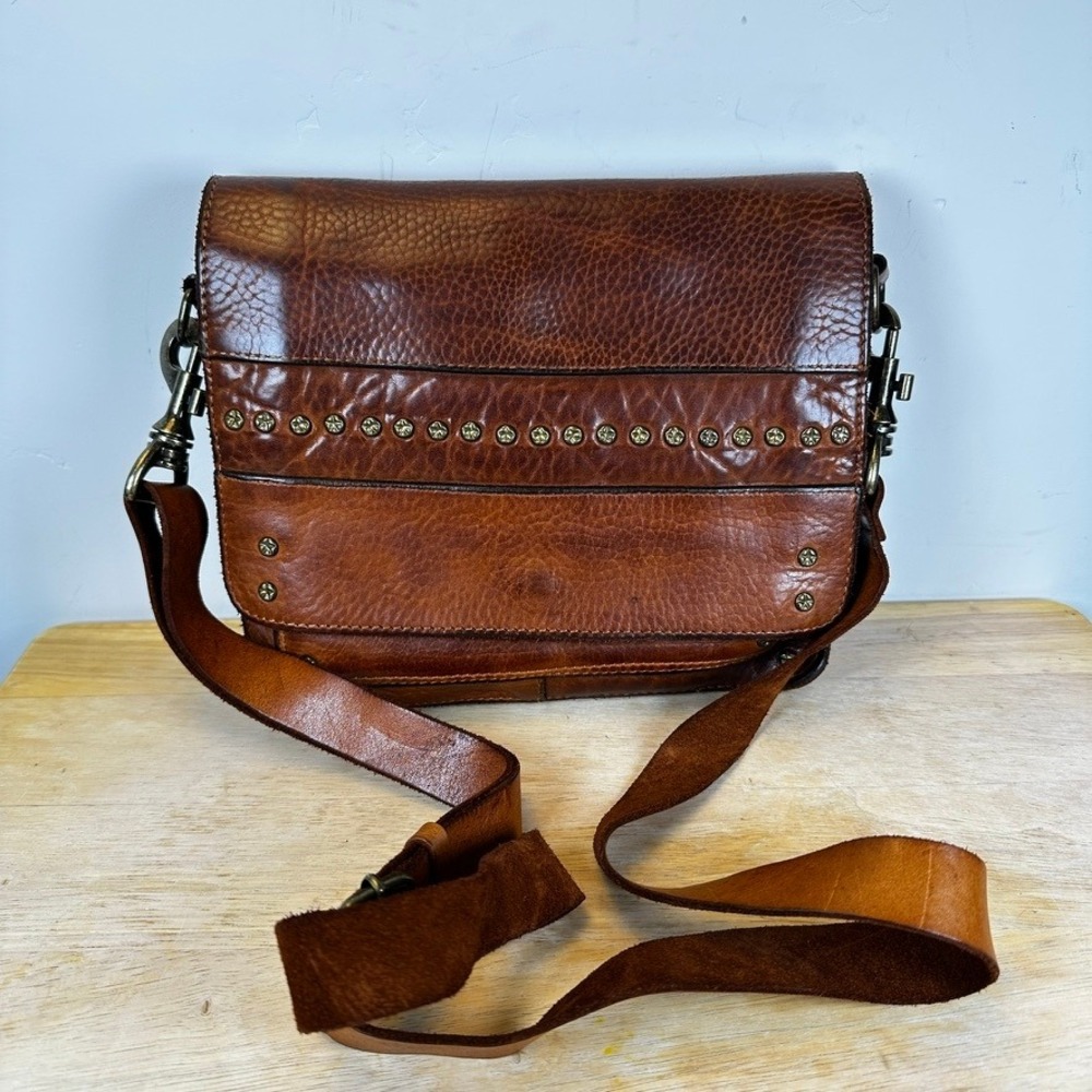 Spaghetti Western Genuine Leather Studded Crossbody Bag Purse Handbag SWL152TAN‎